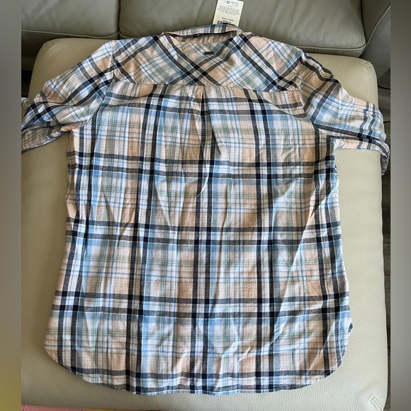 NWT - Barbour Women’s Linen Blended Seaglow Plaid Shirt - US 10/L - Picture 9 of 12